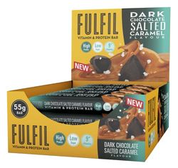 Fulfil Vitamin and Protein Bar (15 x 55 g Bars) — Dark Chocolate Salted Caramel Flavour — 20 g High Protein, 9 Vitamins, Low Sugar