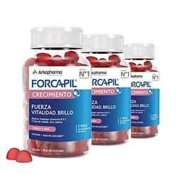 Arkopharma Forcapil Crecimiento, Pack Tratamiento de 3 meses, Sabor Frutos Rojos, Fuerza, Vitalidad y Brillo, Alta Concentración en Biotina, Vitamina B y C, Rojo, 60 Unidad (Paquete de 1)