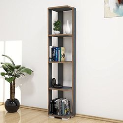 Homemania Boekenkast Nicol, hout, antraciet-walnoot-wit, 33,6 x 25,8 x 153 cm