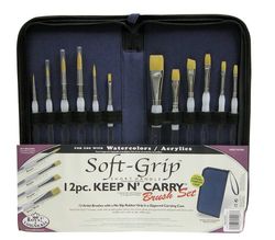 Royal & Langnickel Keep n Carry Artist Soft Grip Brush Set with Zippered Case