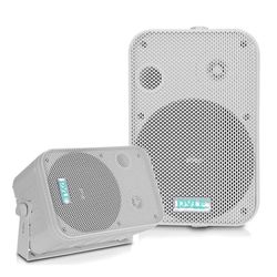 Pyle par de Altavoces de Pared, Techo, Inalambrico, Impermeable, Waterproof, Exteriores, Interiores, Par de 3.5” de 3 vias, Activo, Pasivo. Color Blanco