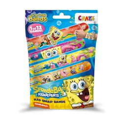 Slap Snap Bands Bracelet à collectionner pour enfants avec motifs de Bob l'éponge, 12 modèles à collectionner, 16 cm, Silicone