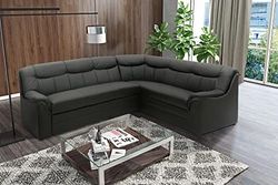 DOMO. collection Sofá esquinero Berlín Atemporal de Piel sintética con función de Dormir y Relleno de muelles, sofá en Forma de L de Piel sintética, 205 x 250 x 89 cm, Color Negro