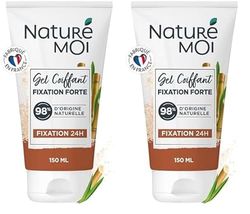 Naturé Moi - Gel Cheveux Fixation Forte - Non Gras, Non Collant - Tenue 24 heures - Tous Types de Cheveux - 98% d'Origine Naturelle - Sucre Mi Blanc Bio - 150ml - Tube Recyclé - Fabriqué en France