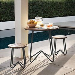 Novogratz 88193CNOE 3 pièces Poolside Bobbi Ensemble de Bistro d'extérieur, Gris Charbon