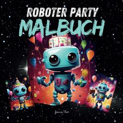Roboter Party Malbuch: 50 hochwertige Malvorlagen für intergalaktischen Spaß, das perfekte Geschenk für Jungs und Mädchen