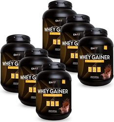 EAFIT WHEY GAINER 750g - Chocolat - FORMAT ECO 6 POTS 4,5kg - Protéines musculation Whey -Prise de masse - Apport calorique -Vitamines Minéraux - 90 portions - Marque Française - Certifié anti-dopage