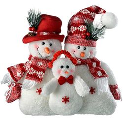 WeRChristmas Bonhomme de Neige Famille Décoration de Noël 27 cm Rouge/Blanc