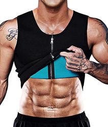 NOVECASA Tanktop Sauna Man Zweetjas Neopreen met Rits Afslankvest Man Zweet Absorbeert en Verbrandt Vet Om af te Vallen Afslanken (S, Blauw）