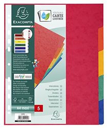 Exacompta - Ref 2405E - Nature Future Dividers - Suitable for A4+ Documents, Pre-Punched, 225gsm Genuine Pressboard, 5-Part Dividers, FSC-Certified - Multi-Coloured