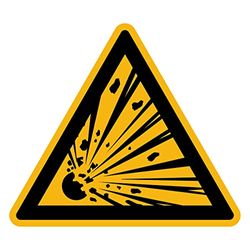 Sticker "Danger Warning NF ISO7010 – sticker waarschuwing driehoekig gelamineerd waterdicht en uv-bestendig – explosieve materialen – 5 x 5 cm