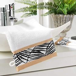 douceur d'intérieur, 2 guanti da bagno (15 x 21 cm) Orbella Bianco Spugna Jacquard