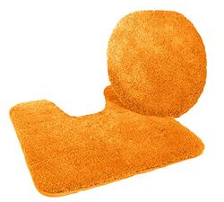 Kinzler J-10052/425 Ensemble de Bain en Microfibre 2 pièces Housse d'abattant WC 47 x 50 cm Tapis de WC avec découpe 50 x 55 cm Terracotta