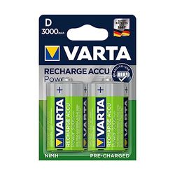 VARTA Rechargeable Accu Ready2Use förladdat D Ni-Mh batteri (2-pack, 3000 mAh), laddningsbart utan minneseffekt - kan användas direkt