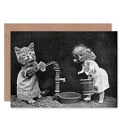 Wee Blue Coo NEW LITTLE FOLK OF ANIMAL LAND CATS DOGS ART GREETINGS GREETING CARD