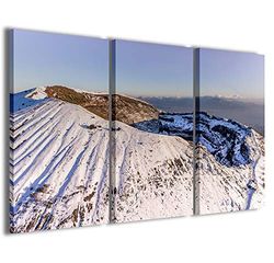 Kunstdruk op canvas, Napoli Vesuvio sneeuw, moderne afbeeldingen uit 3 panelen, kant-en-klaar ingelijst op canvas, 120 x 90 cm