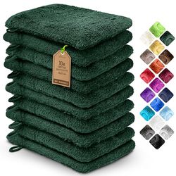 NatureMark Zestaw 10 ręczników frotte, 100% bawełna, ciemnozielone, 15 x 21 cm