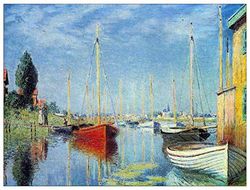 ArtPlaza TW91860 Monet Claude - Pleasure Boats at Argenteuil decoratieve panelen, hout MDF, meerkleurig, 80x60 cm