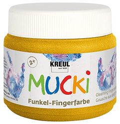 KREUL 23125-Mucki Pintura Brillante para Dedos, Tesoro Dorado, a Base de Agua, sin parabenos, sin Gluten, sin lactosa y Vegana, Lavable, Color Gold Treasure, 150 ml (9992)