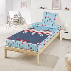 Caradou Kinderbeddengoed voor auto, 3-delig, zonder dekbed, 90 x 140 cm, katoen, blauw, speciaal uitbreidbaar bed