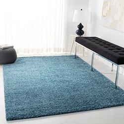Safavieh Tapis Shag pour Salon, Salle à Manger, Chambre à Coucher - August Shag Collection, Tapis à Poil Court, Turquoise, 90 x 90 cm