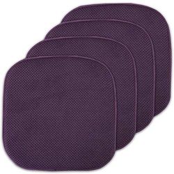 Sweet Home Collection Cojines de Espuma viscoelástica para Silla, Goma Antideslizante, diseño de Panal de Abejas y Esquinas Redondeadas de 16 x 16 Pulgadas, Color Morado Berenjena, Paquete de 4
