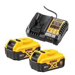 DeWalt DCB1104P2-QW, Juego de Baterías 18V 5Ah, 2x Baterías XR DCB184, Incluye Cargador Rápido para Baterías XR Slide y Baterías Flexvolt