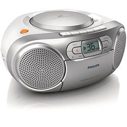 Philips Boombox AZ127/12 Leitor de CD cassete rádio FM e entrada de áudio portátil