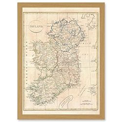 1799 Clement Cruttwell Map Ireland Vintage A4 Artwork Framed Wall Art Print