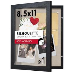 Americanflat Front Opening 8.5x11 Shadow Box Frame with Door in Black Engineered Wood - Shadow Box Display Case with Shatter Resistant Glass and Hanging Hardware for Wall and Tabletop Display