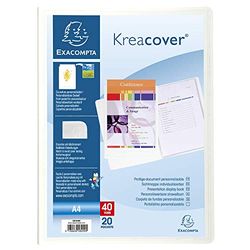 Exacompta 58209E Kreacover map (van stevig PP 800µ, met 20 hoezen, DIN A4, 21 x 29,7 cm) 1 stuk wit