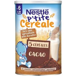 Nestlé Bébé P'tite Céréale Céréales déshydratées Cacao - dès 6 mois - Boîte de 415g