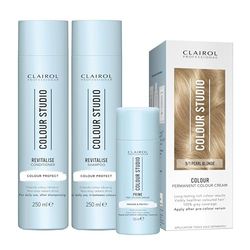 Clairol Colour Studio Permanent Colour Cream Hair Dye Long-lasting Rich Tones 100% Grey Coverage Hair Colouring Kit 3-step Hair Colour Routine 9/1 Pearl Blonde