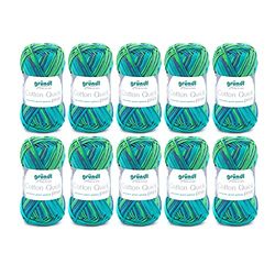 Filato per maglia/uncinetto Gründl Cotton Quick Print (lana per maglieria, filato dai vivaci colori 100% cotone, certificato OEKO-TEX, 50 g / 125 m, ferri: 3 - 4, 10 x 50 g), Verde Multicolore