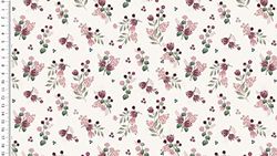 Hanabi Jersey Rib Digital Little Flower 300 g/m² Aprox. 150 cm, 95% algodón, 5% Elastano, Crudo