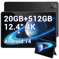 DOOGEE T30 Max Android 14 Tablet dotykowy, 4K 12,4 cala tablety do gier 20 GB + 512 GB/2 TF, 10800mAh/33W, 50MP+20MP, Helio G99 Octa Core, 2560 * 1600, Widevine L1, TUV/4G LTE/5G WiFi/OTG/GPS