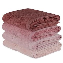 Handduksuppsättning (4 stycken) ljusrosa, pulver, rosa pinne och grädde