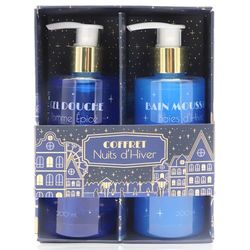 Cofanetto Duo da bagno con notti invernali, gel doccia profumato, 200 ml e sali da bagno 100 g, per il tempo di relax, regalo da donna, cura del corpo, pelle - rituale bagno coccooning rilassante