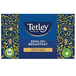Tetley - English Breakfast Black Tea - Aroma rico - Caja de 50 bolsitas de té