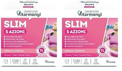Slim 5 Azioni - Integratore Detox e Drenante Forte - Controllo del Peso - Stimola Metabolismo - 5 Ingredienti (Tè Verde, Mate, Vitamina C) - Gusto Fragola - Senza Zuccheri - 20 Bustine - Vitarmonyl