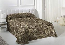 VIALMAN Sofia 29 lätt boutiöverkast med kashmirdesign för äktenskapssäng på 180 och 200 cm, 180 och 200 cm, paisley-täcke 270 x 270 cm, brun