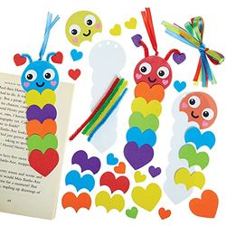 Baker Ross FX455 Rups Regenboog Liefdeshart Bladwijzer sets - Set van 8, Schuim Sticker Knutsel sets voor Kinderen