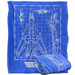 Top Gun Blanket, 152 x 127 cm Plane Blueprint Silky Touch Super Soft Throw Blanket