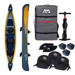 Aqua Marina Tomahawk, AIR-C ad alta pressione, per kayak/canoa gonfiabile di alta qualità, per 2-3 persone, lunghezza 478 cm, colore marino/giallo