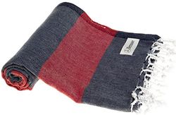Bersuse 100% Cotton - Cayman Turkish Towel - Dark Blue/Red