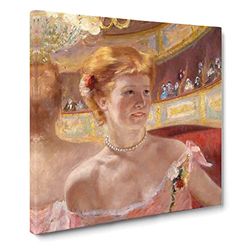 Woman With A Pearl Necklace by Mary Cassatt Classic Painting Canvas Wall Art Print Ready to Hang, Framed Picture for Living Room Bedroom Home Office Décor, 20x20 Inch (50x50 cm)