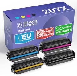 BLACK POINT [avec Puce] HP 207X Lot de 4 Cartouches de Toner pour HP 207X HP 207A HP W2210X W2210A W2211X W2212X W2213X pour HP Color Laserjet Pro MFP M282nw MFP M283fdn MFP M283fdw M255dw M255nw