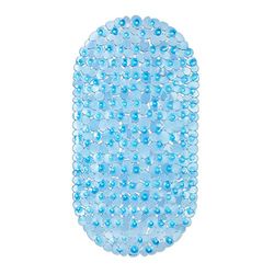 Relaxdays Anti-Slip Bath Mat, Stone-Look Design, Non-Slippery Suction Cups for Bathtub, Washable, WXD: 36 x 68 cm, Blue
