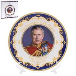 The Leonardo Collection Royal Heritage HM King Charles III Plate 8 for Home Decor | Dinner Plates Gifts for Women & Men | Ideal Ceramic Plates for Kitchen & Home | Microwave Safe for All