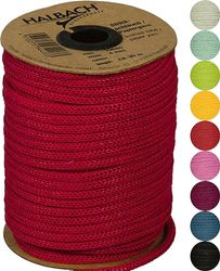 Halbach Seidenbänder Premium Paper Knitted Tube | Width 4 mm Length 30 m | Tubular Yarn Can Be Filled and Tear-Resistant Paper Yarn for Name Badges Children's Room or for Crafts, Colour: Red